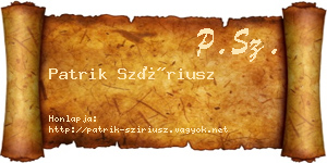 Patrik Szíriusz névjegykártya